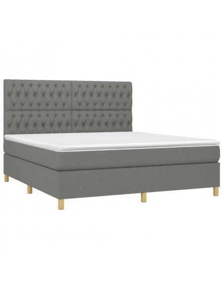 Giroletto a Molle con Materasso Grigio Scuro 180x200 cm Tessuto