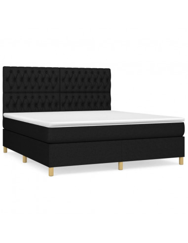 Giroletto a Molle con Materasso Nero 180x200 cm in Tessuto