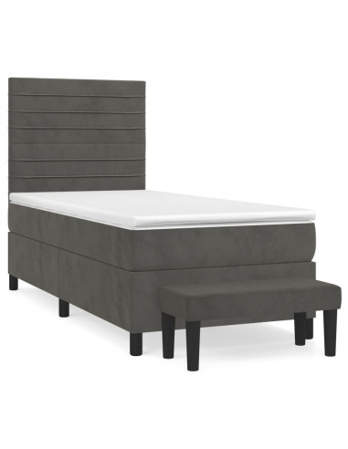 Giroletto a Molle con Materasso Grigio Scuro 80x200 cm Velluto