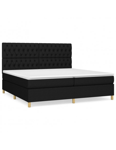 Giroletto a Molle con Materasso Nero 200x200 cm in Tessuto