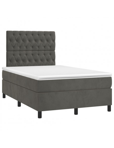 Giroletto a Molle con Materasso Grigio Scuro 120x200 cm Velluto