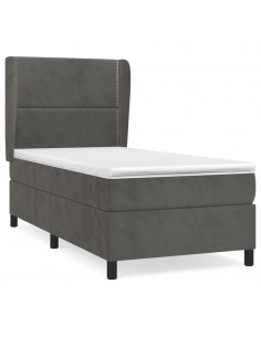 Giroletto a Molle con Materasso Grigio Scuro 80x200 cm Velluto 2