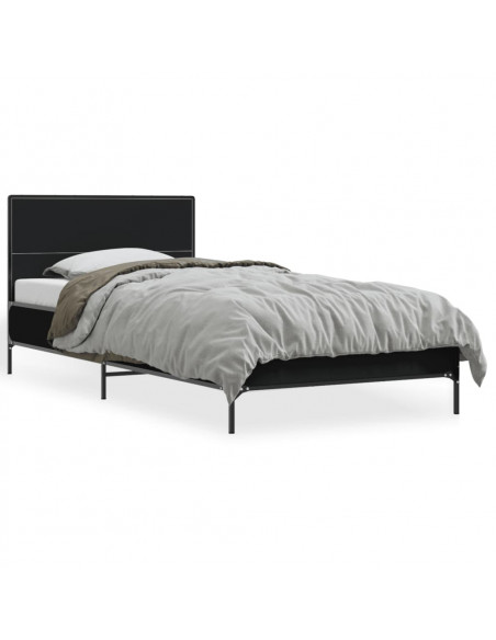 Giroletto Nero 90x200 cm in Legno Multistrato e Metallo