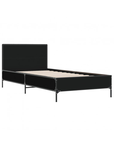 Giroletto Nero 90x200 cm in Legno Multistrato e Metallo