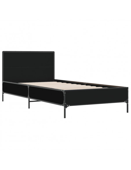 Giroletto Nero 90x200 cm in Legno Multistrato e Metallo