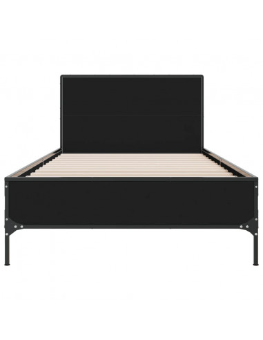 Giroletto Nero 90x200 cm in Legno Multistrato e Metallo