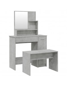 Set Tavolo da Toeletta Grigio Cemento 86,5x35x136 cm 2
