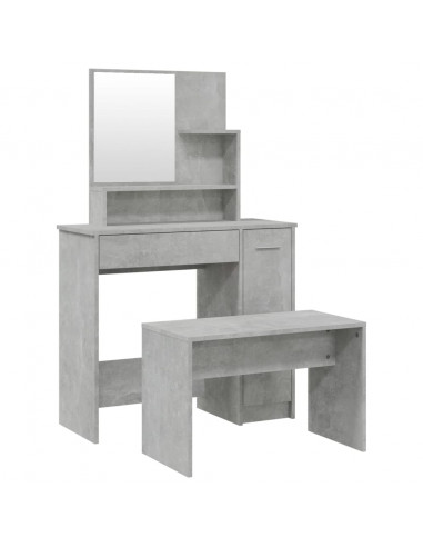 Set Tavolo da Toeletta Grigio Cemento 86,5x35x136 cm