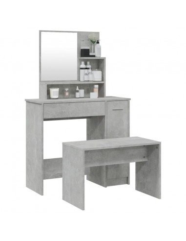Set Tavolo da Toeletta Grigio Cemento 86,5x35x136 cm