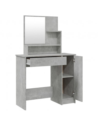 Set Tavolo da Toeletta Grigio Cemento 86,5x35x136 cm