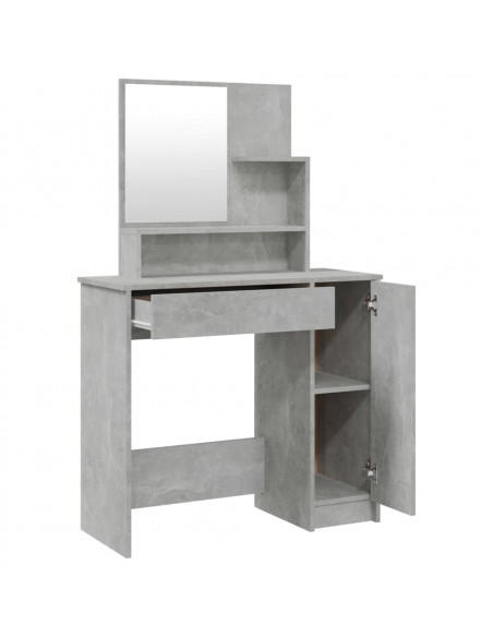 Set Tavolo da Toeletta Grigio Cemento 86,5x35x136 cm