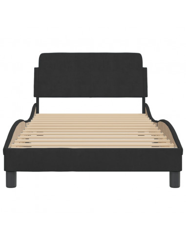 Giroletto con Testiera Nero 100x200 cm in Velluto