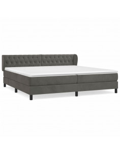 Giroletto a Molle con Materasso Grigio Scuro 200x200 cm Velluto 2