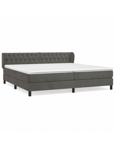 Giroletto a Molle con Materasso Grigio Scuro 200x200 cm Velluto