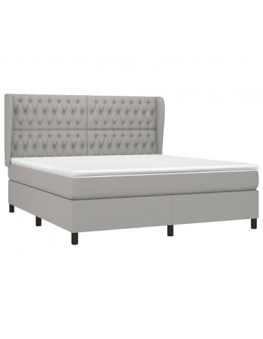 Giroletto a Molle con Materasso Grigio Chiaro180x200 cm Tessuto