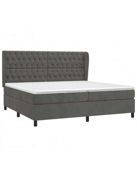 Giroletto a Molle con Materasso Grigio Scuro 200x200 cm Velluto