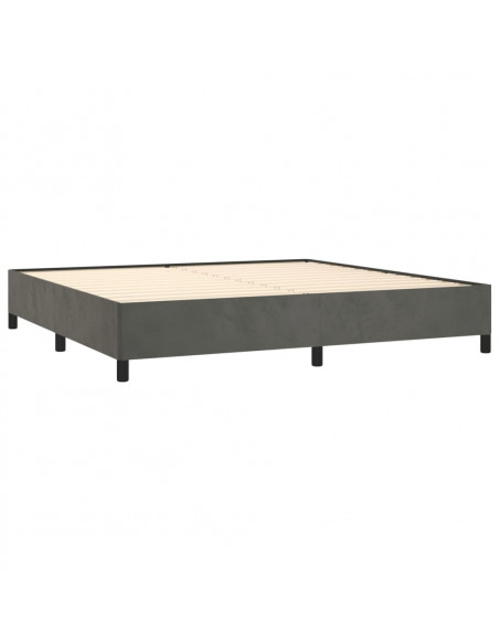 Giroletto a Molle con Materasso Grigio Scuro 200x200 cm Velluto