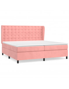 Giroletto a Molle con Materasso Rosa 200x200 cm in Velluto 2