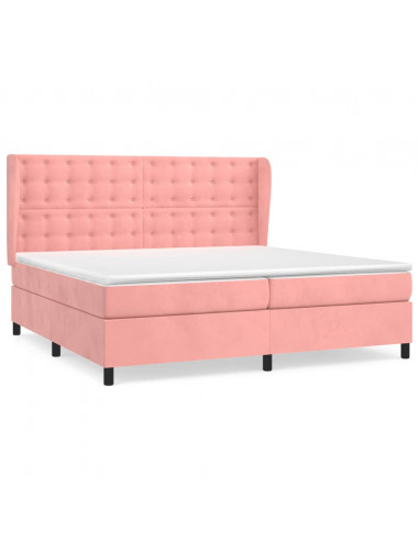 Giroletto a Molle con Materasso Rosa 200x200 cm in Velluto