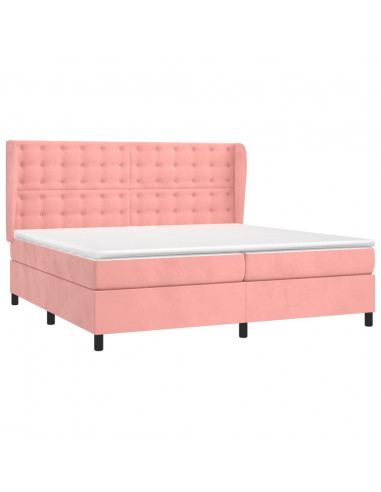 Giroletto a Molle con Materasso Rosa 200x200 cm in Velluto