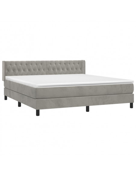 Giroletto a Molle con Materasso Grigio Chiaro 180x200cm Velluto