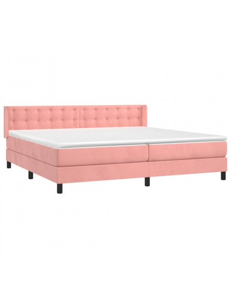 Giroletto a Molle con Materasso Rosa 200x200 cm in Velluto