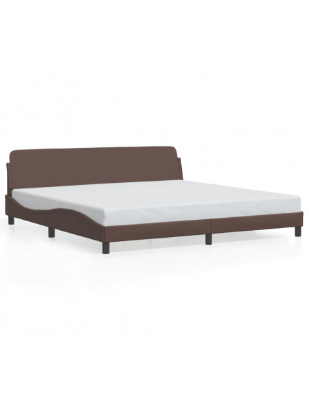 Giroletto con Testiera Marrone 200x200 cm in Similpelle