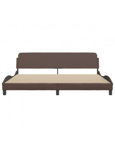 Giroletto con Testiera Marrone 200x200 cm in Similpelle