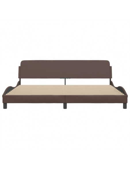 Giroletto con Testiera Marrone 200x200 cm in Similpelle