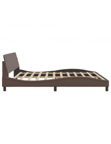 Giroletto con Testiera Marrone 200x200 cm in Similpelle