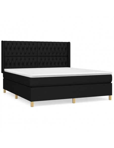 Giroletto a Molle con Materasso Nero 180x200 cm in Tessuto