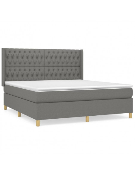 Giroletto a Molle con Materasso Grigio Scuro 180x200 cm Tessuto