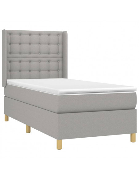 Giroletto a Molle con Materasso Grigio Chiaro 90x190 cm Tessuto