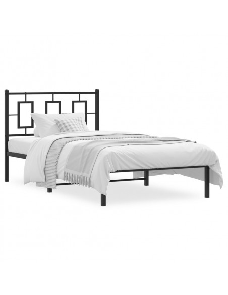 Giroletto con Testiera in Metallo Nero 100x190 cm