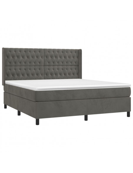 Giroletto a Molle con Materasso Grigio Scuro 180x200 cm Velluto