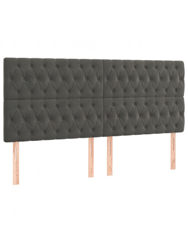 Giroletto a Molle con Materasso Grigio Scuro 200x200 cm Velluto