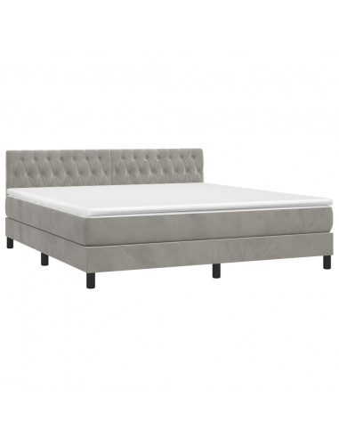 Letto a Molle Materasso e LED Grigio Chiaro 180x200 cm Velluto