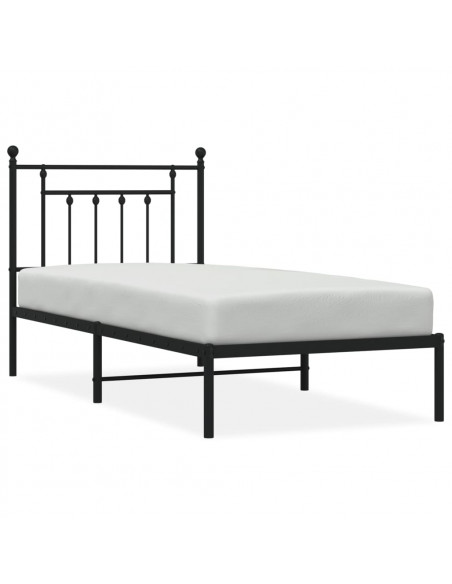 Giroletto con Testiera in Metallo Nero 90x190 cm
