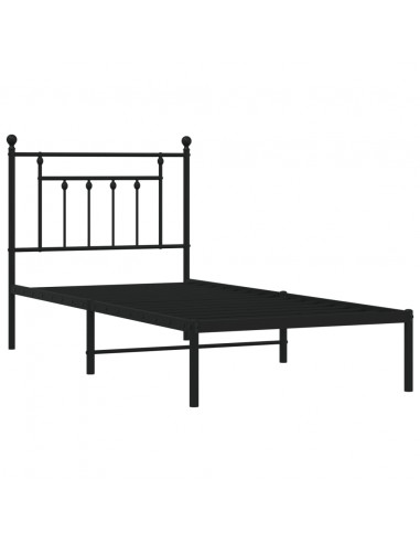 Giroletto con Testiera in Metallo Nero 90x190 cm