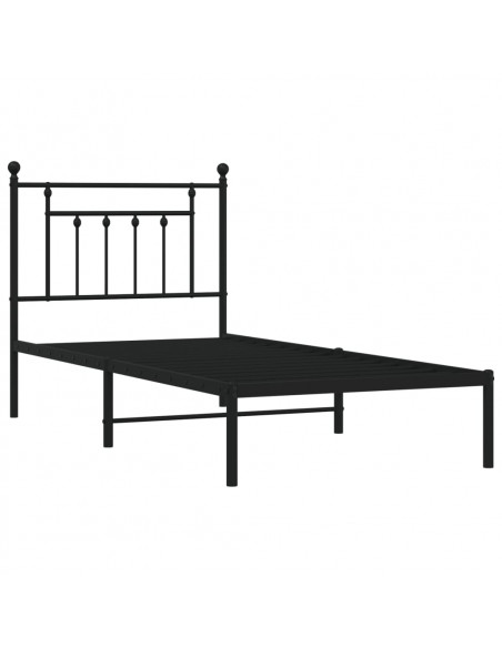 Giroletto con Testiera in Metallo Nero 90x190 cm