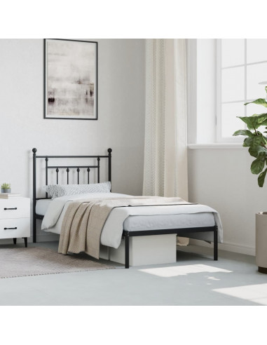 Giroletto con Testiera in Metallo Nero 90x190 cm