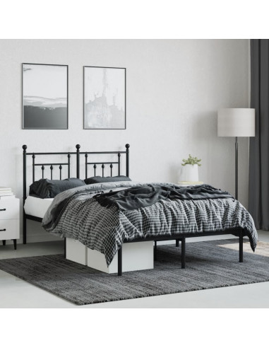 Giroletto con Testiera in Metallo Nero 135x190 cm