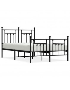 Giroletto con Testiera e Pediera Metallo Nero 135x190 cm 2