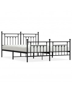 Giroletto con Testiera e Pediera Metallo Nero 180x200 cm 2