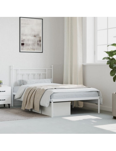 Giroletto con Testiera Metallo Bianco 107x203 cm