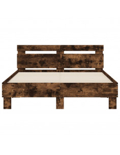 Giroletto con Testiera e LED Rovere Fumo 120x200 cm 2