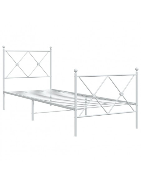 Giroletto con Testiera e Pediera Metallo Bianco 80x200 cm