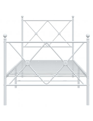 Giroletto con Testiera e Pediera Metallo Bianco 80x200 cm