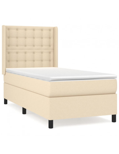 Giroletto a Molle con Materasso Crema 90x190 cm in Tessuto