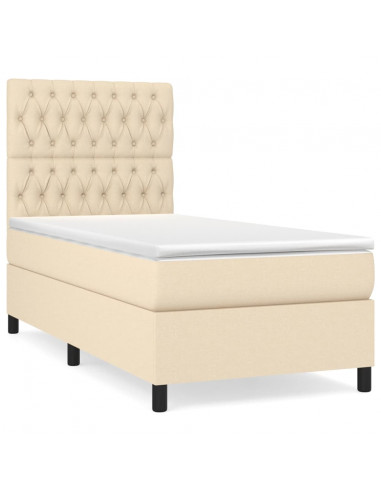 Giroletto a Molle con Materasso Crema 90x190 cm in Tessuto